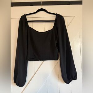Altar'd State Black Long Sleeve Blouse Open/Tie Back Size Medium